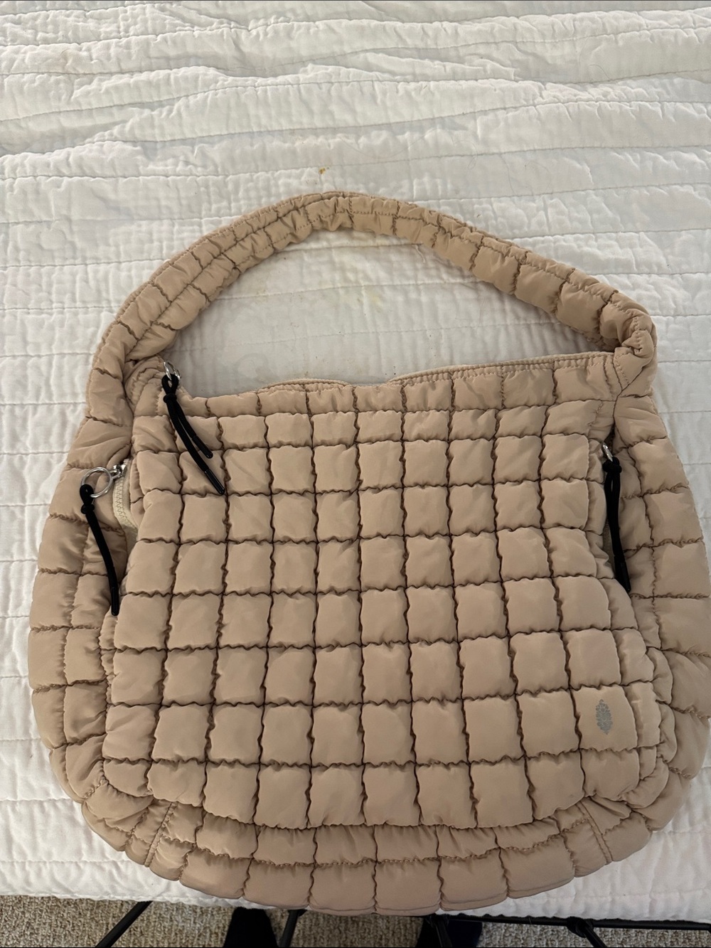 FP movement by Free people Quilted Puffer Hobo Bag in Beige